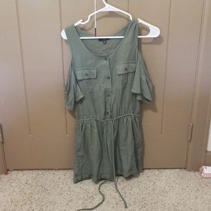 Green utility romper